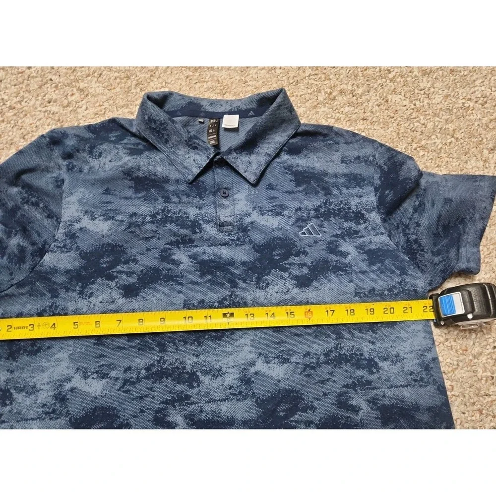 Adidas Disney Golf Polo Shirt Men's XL‎ Blue Ink Camo All Over Print Performance